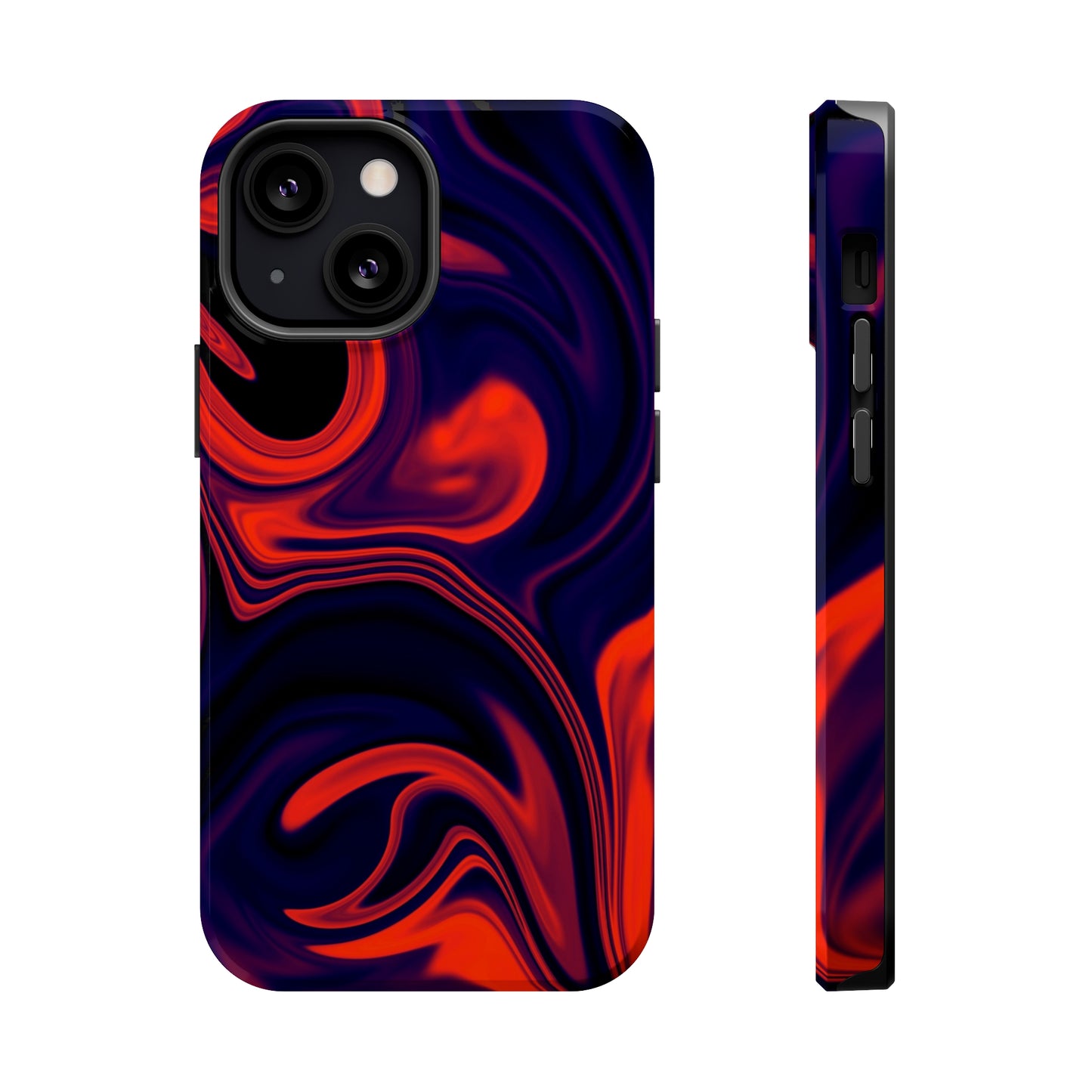 Orange & Navy blue liquid marble pattern MagSafe Tough Case