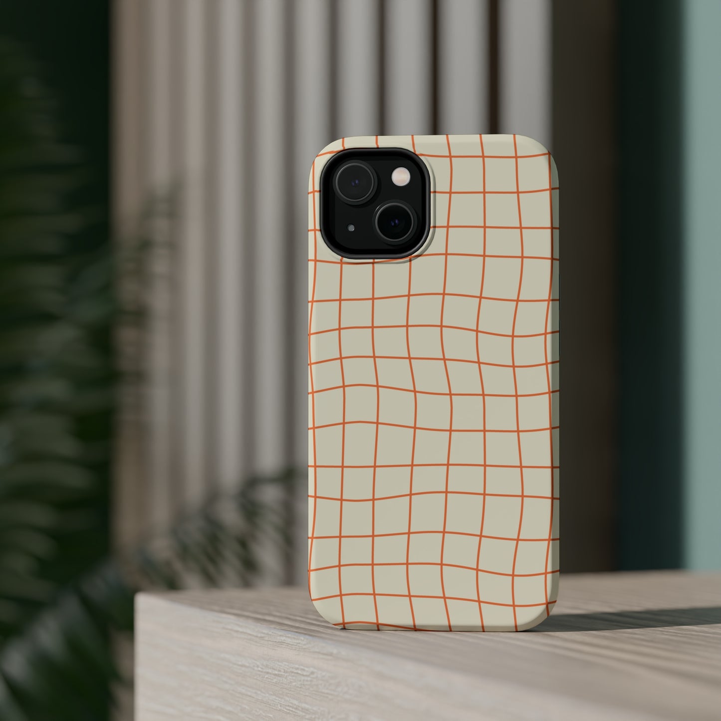 Soft Beige Dizzy Grid MagSafe Tough Case