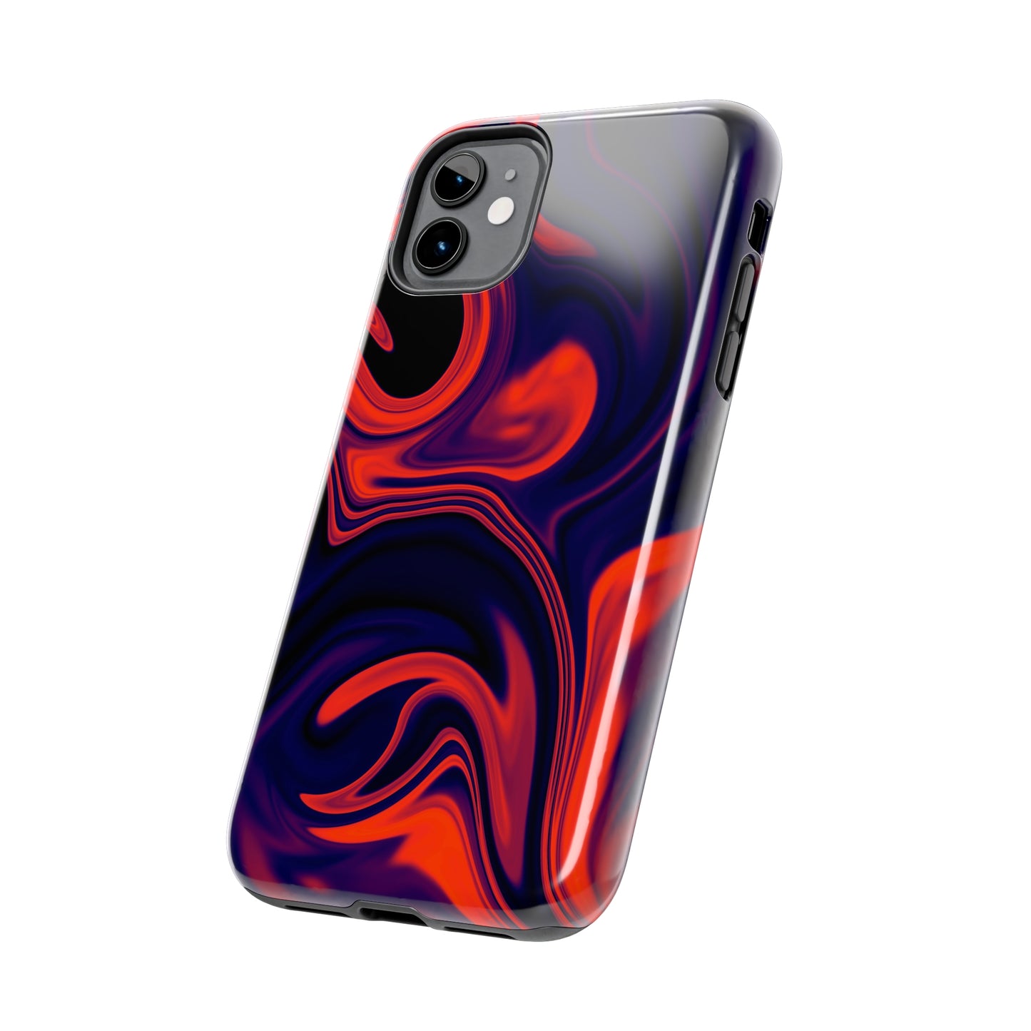 Orange & Navy blue liquid marble pattern Tough Case