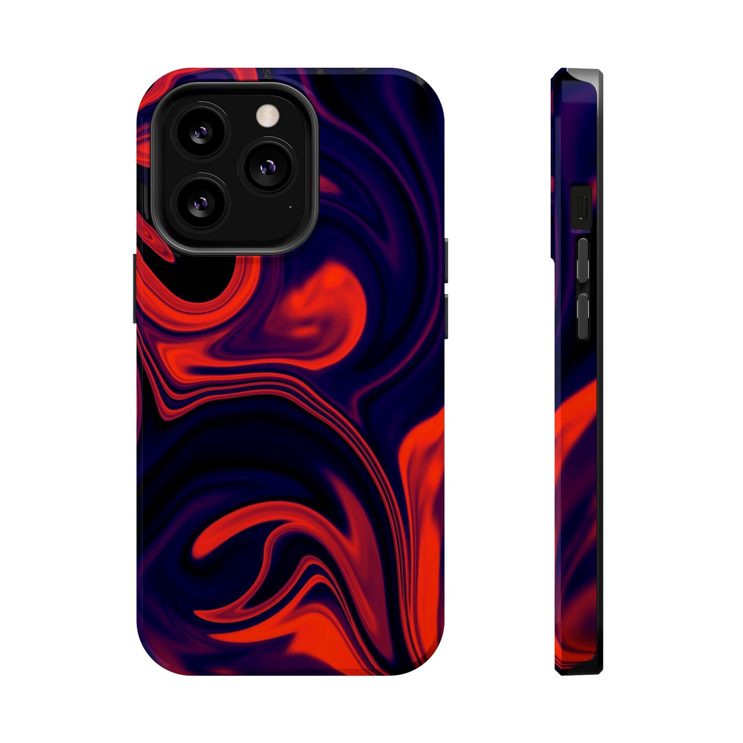Orange & Navy blue liquid marble pattern MagSafe Tough Case