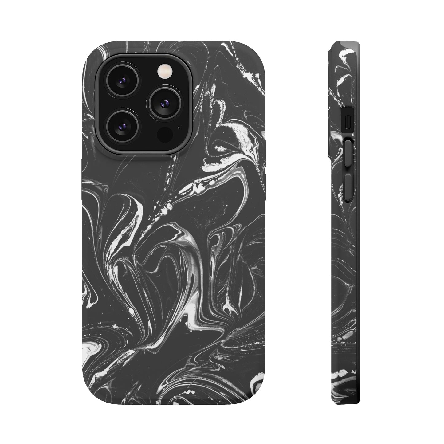 Grey & White liquid paint pattern MagSafe Tough Case
