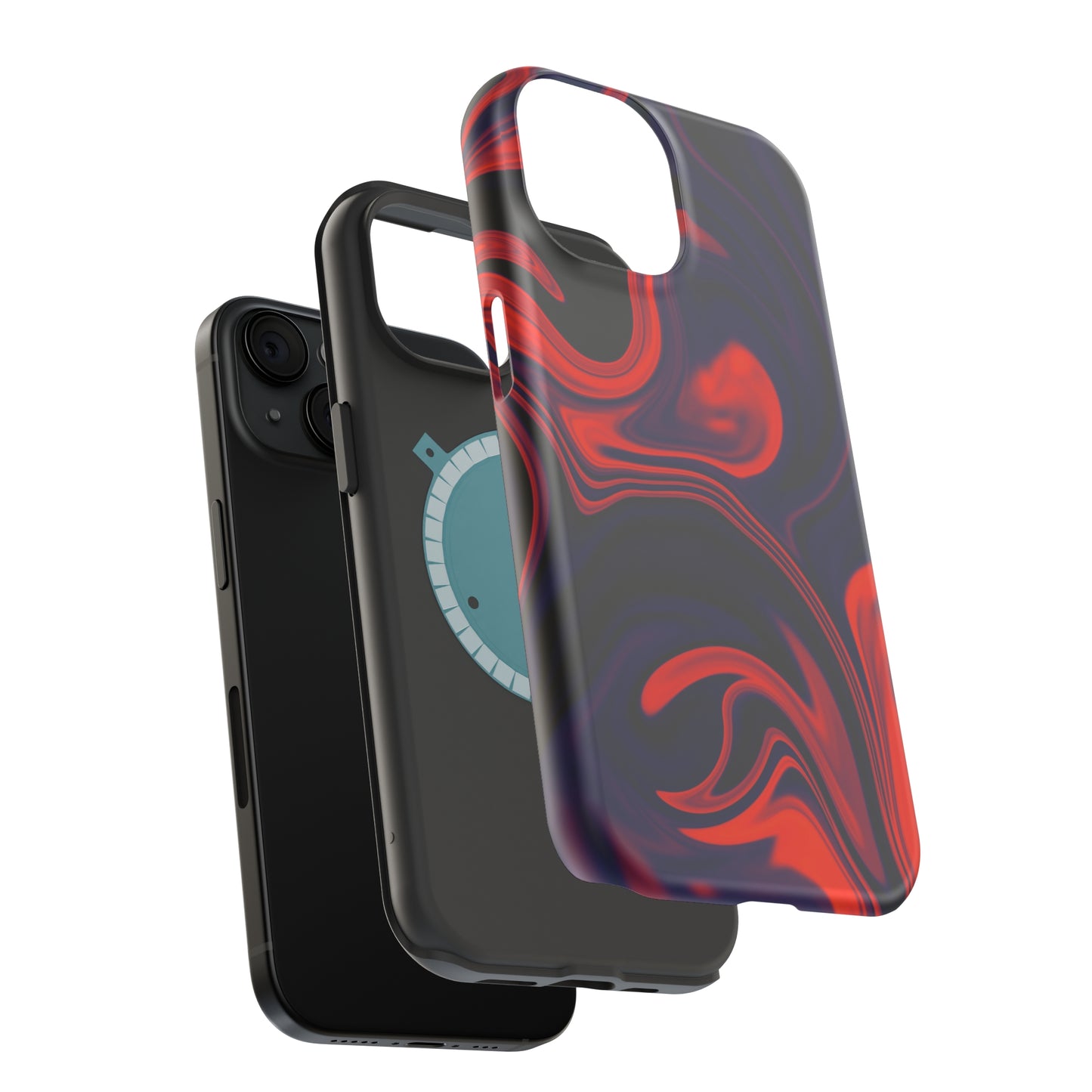 Orange & Navy blue liquid marble pattern MagSafe Tough Case