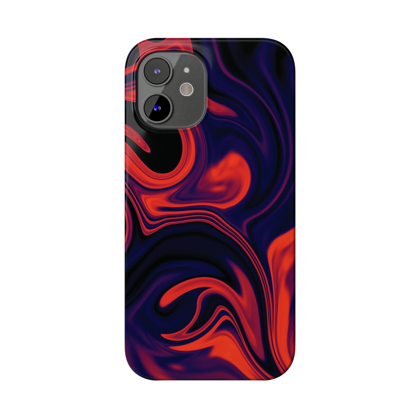 Orange & Navy blue  liquid marble pattern Snap Case