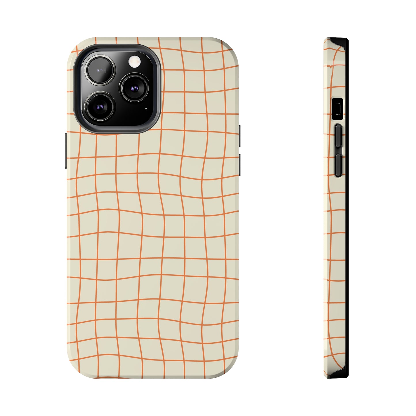 Soft Beige Dizzy Grid Tough iPhone Case