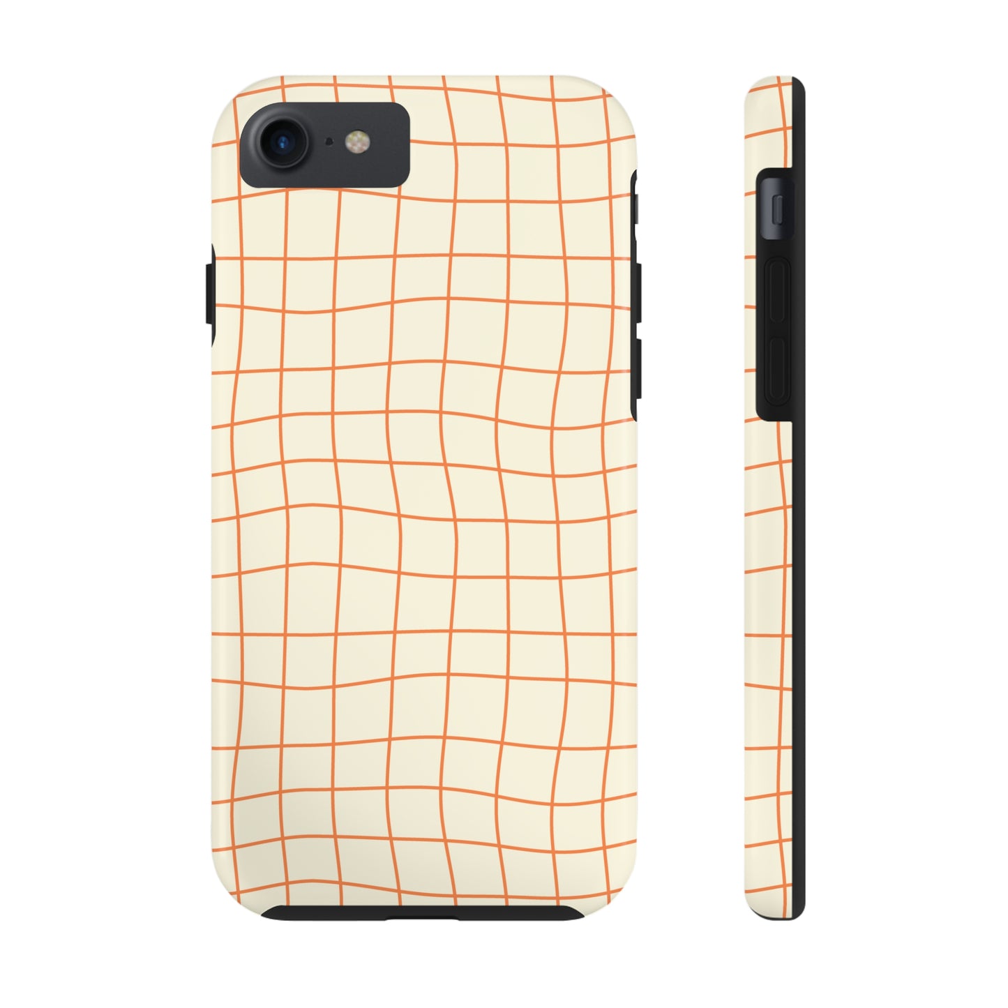 Soft Beige Dizzy Grid Tough iPhone Case