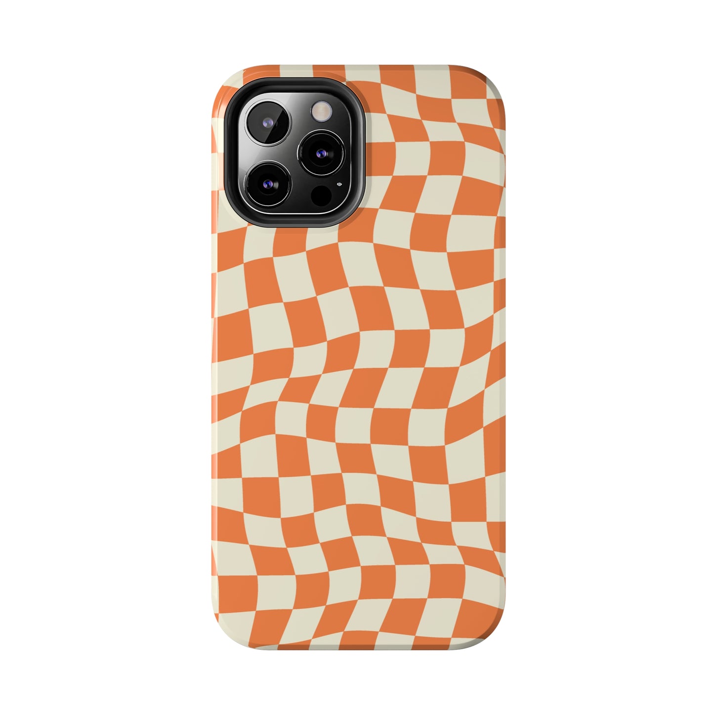 Retro Orange Peel Crazy Checkers Tough iPhone Case