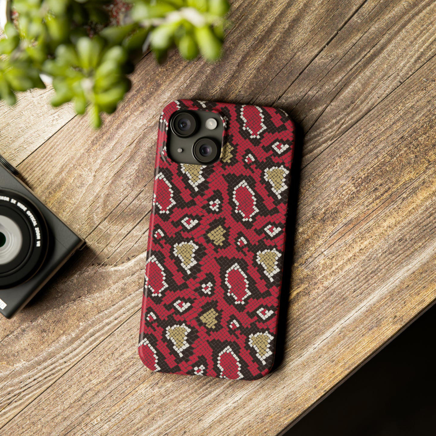 Red Snake Skin Snap Case