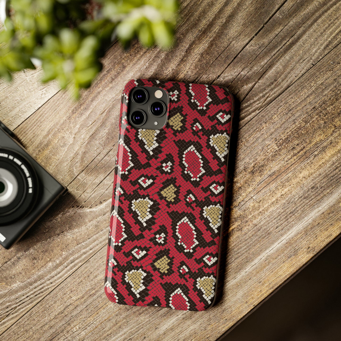 Red Snake Skin Snap Case