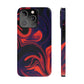 Orange & Navy blue  liquid marble pattern Snap Case