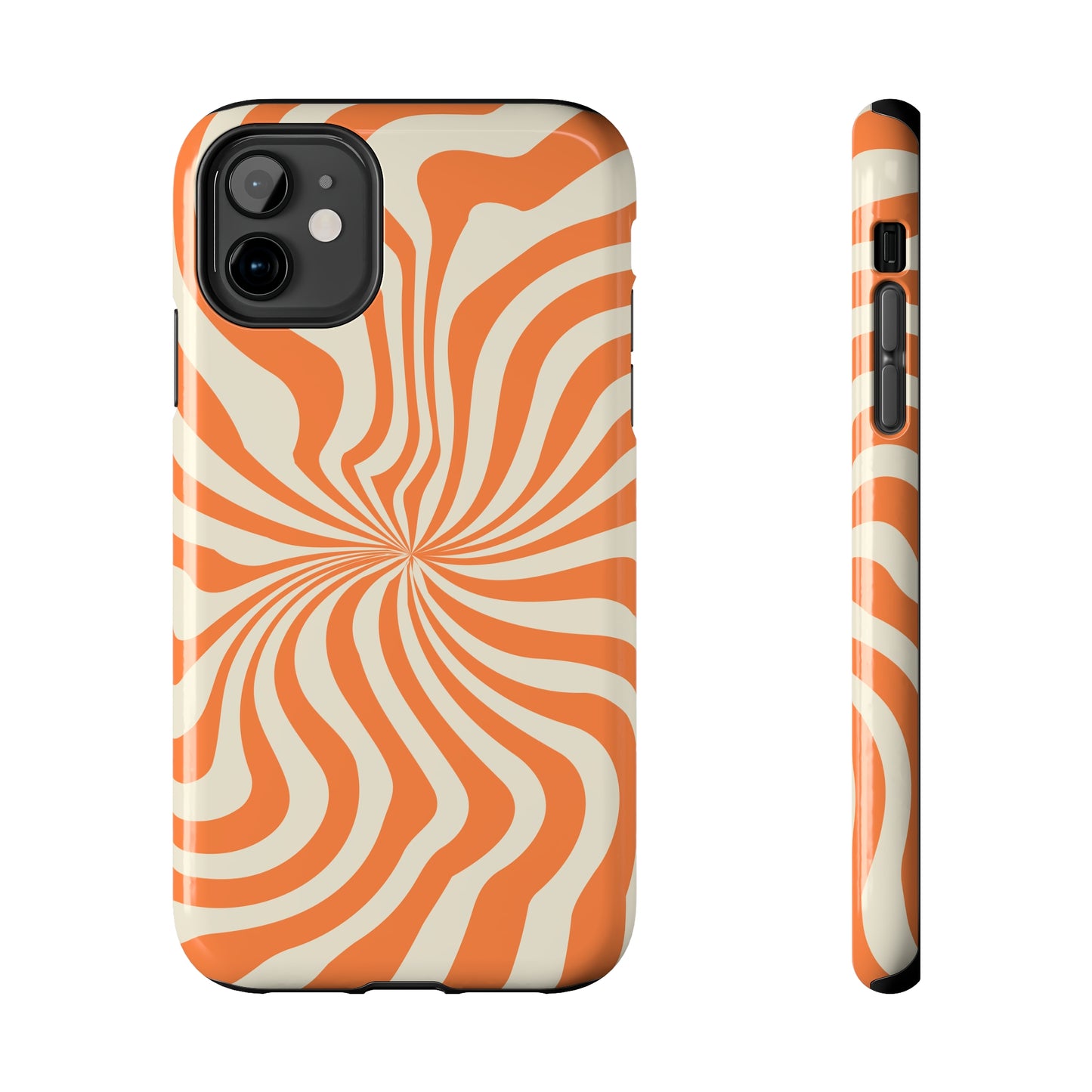 Orange Dizzy Spiral Tough iPhone Case