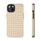 Soft Beige Dizzy Grid Tough iPhone Case