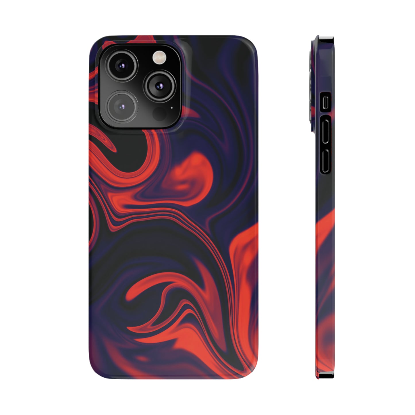 Orange & Navy blue  liquid marble pattern Snap Case