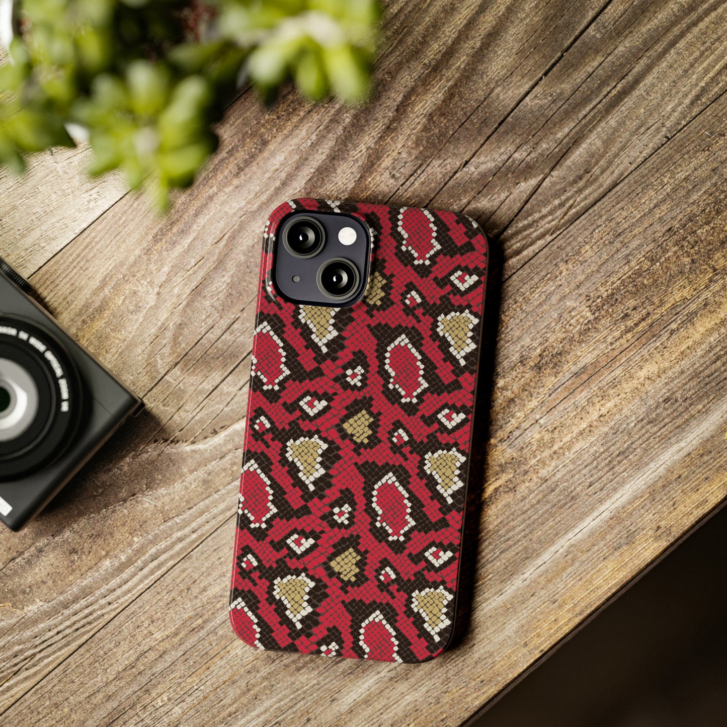 Red Snake Skin Snap Case