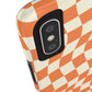 Retro Orange Peel Crazy Checkers Tough iPhone Case