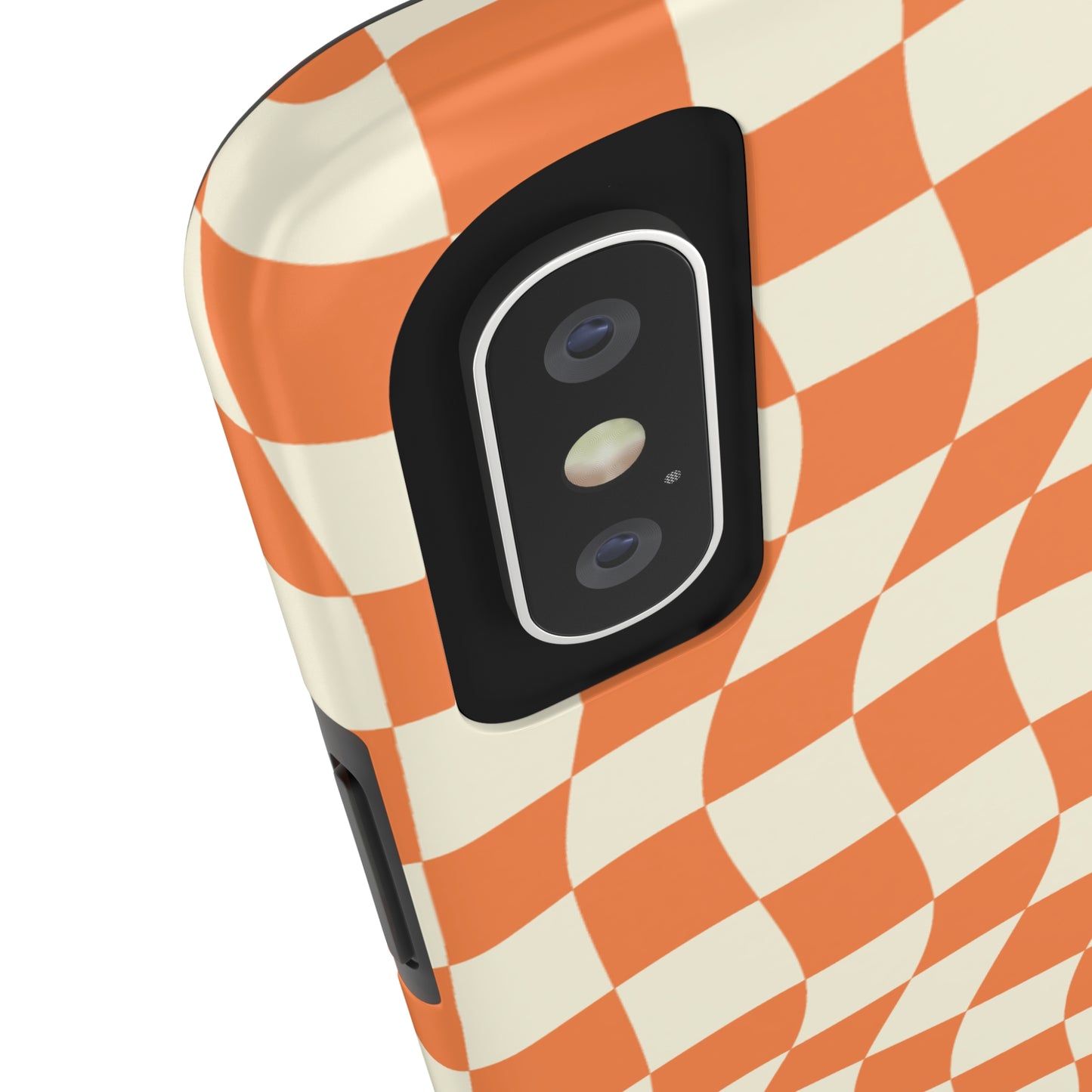 Retro Orange Peel Crazy Checkers Tough iPhone Case