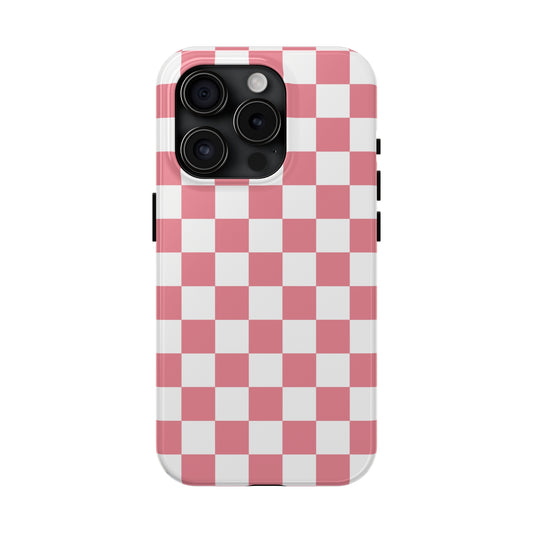 Pink Checkers Tough iPhone Case