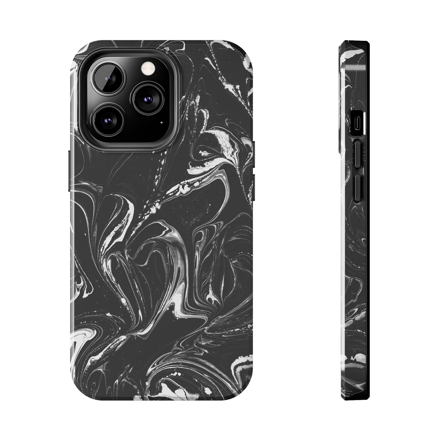 Grey & White liquid paint pattern Tough Case