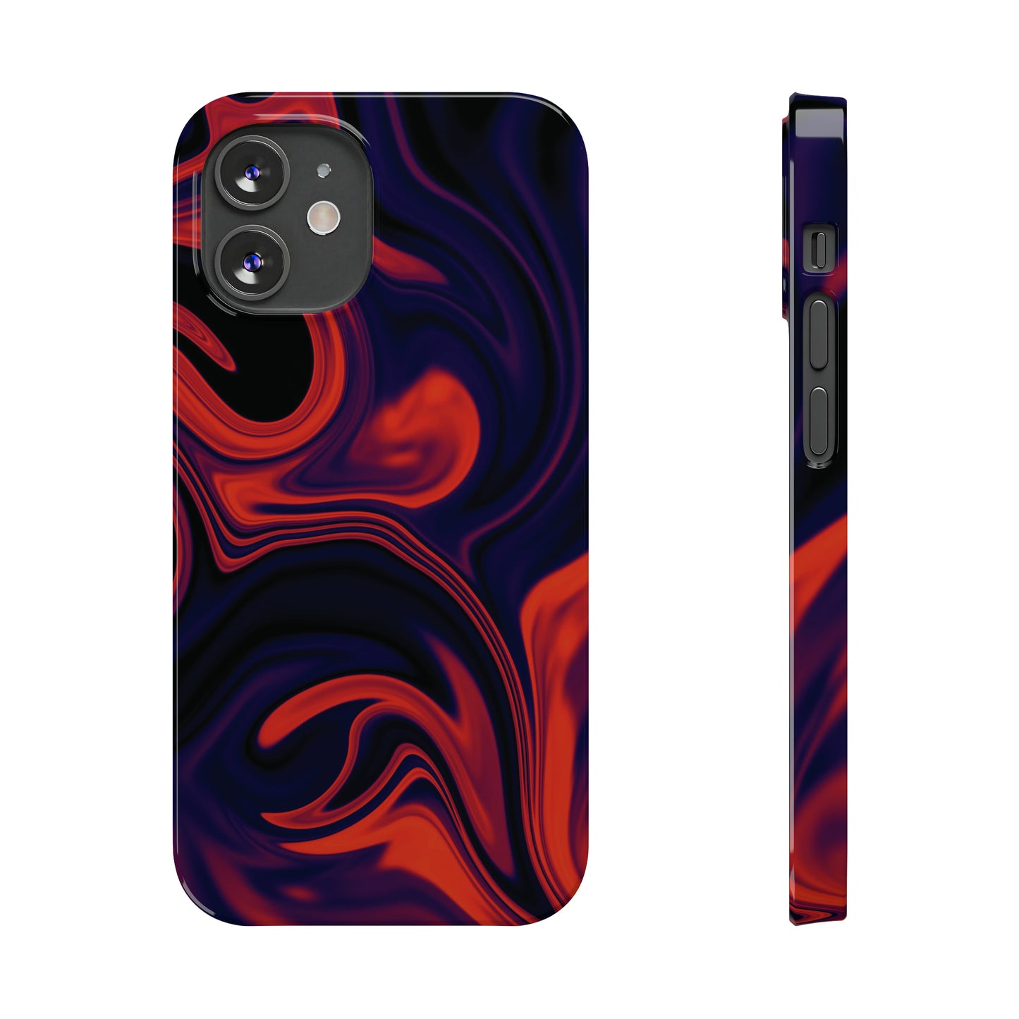 Orange & Navy blue  liquid marble pattern Snap Case