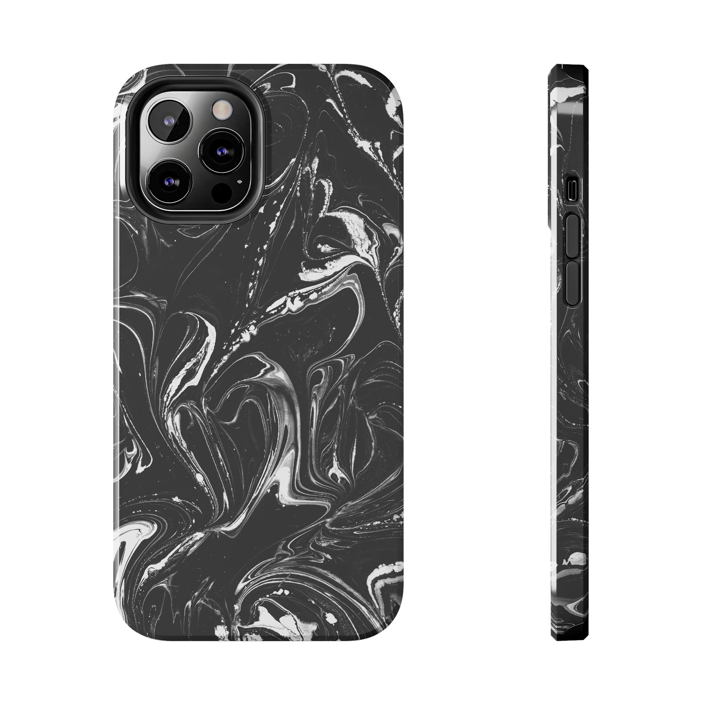 Grey & White liquid paint pattern Tough Case