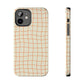 Soft Beige Dizzy Grid Tough iPhone Case