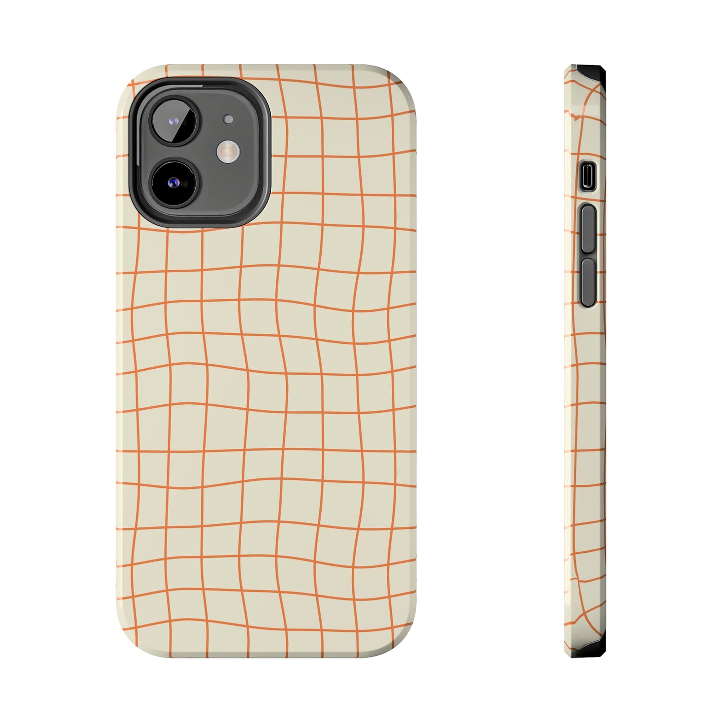 Soft Beige Dizzy Grid Tough iPhone Case