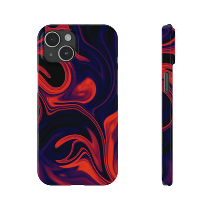 Orange & Navy blue  liquid marble pattern Snap Case