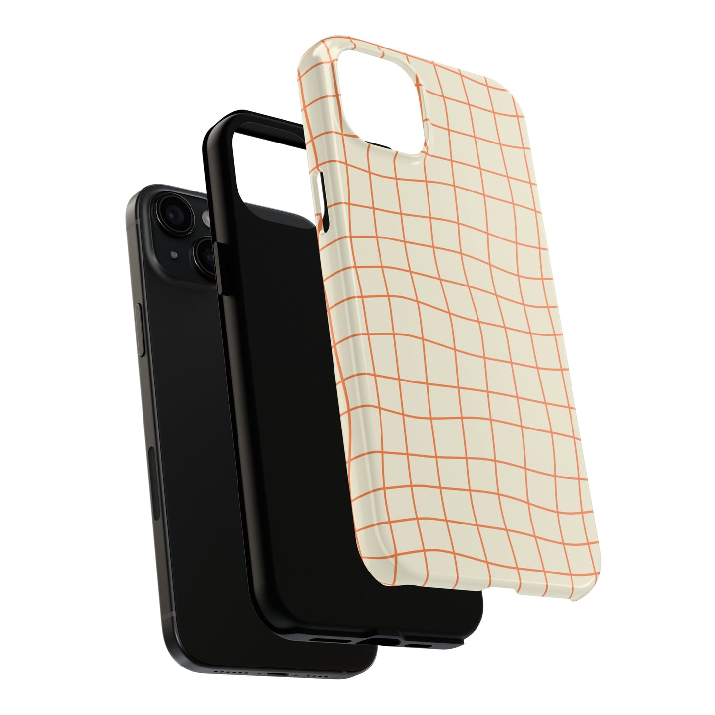 Soft Beige Dizzy Grid Tough iPhone Case