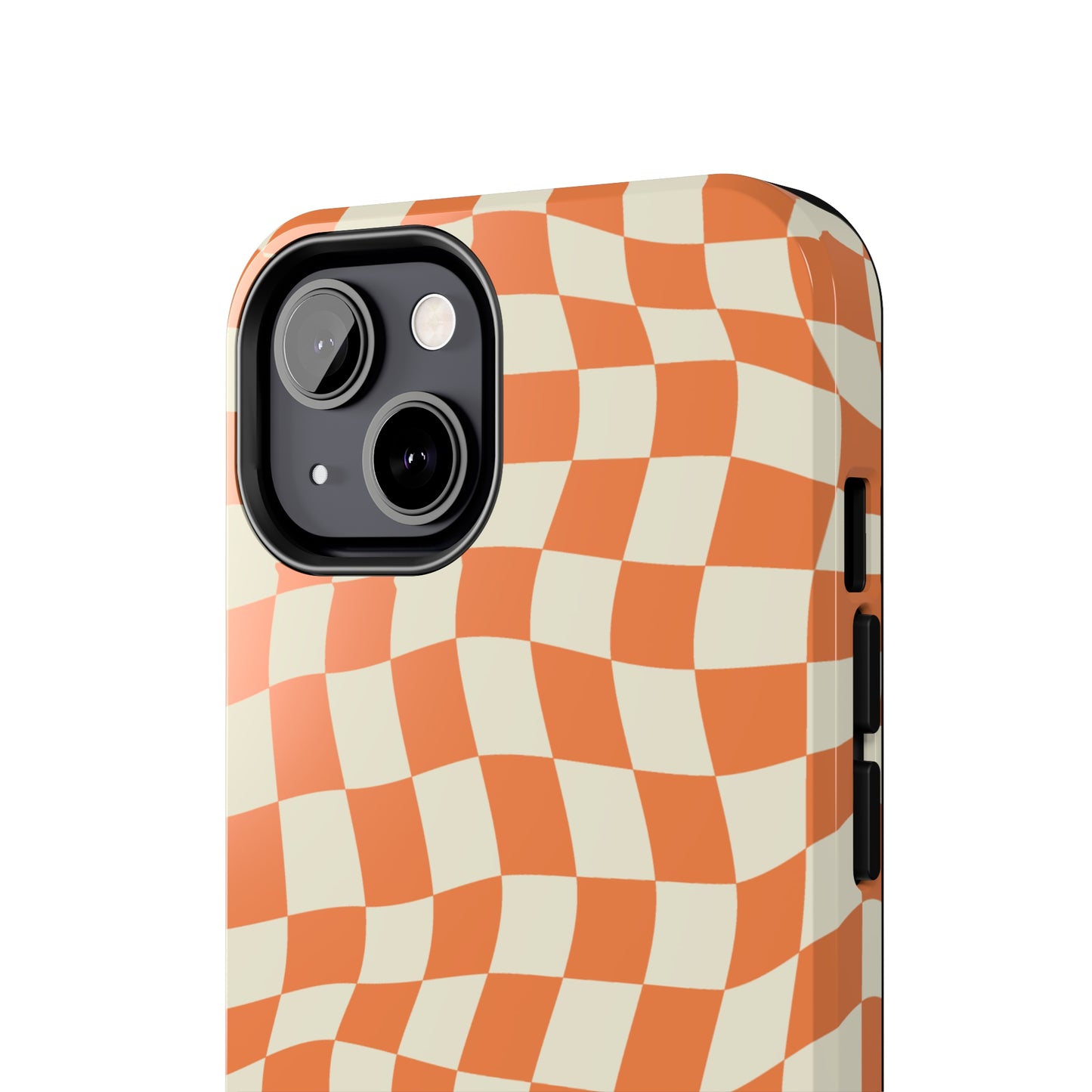 Retro Orange Peel Crazy Checkers Tough iPhone Case