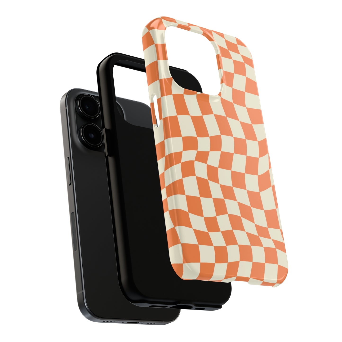 Retro Orange Peel Crazy Checkers Tough iPhone Case