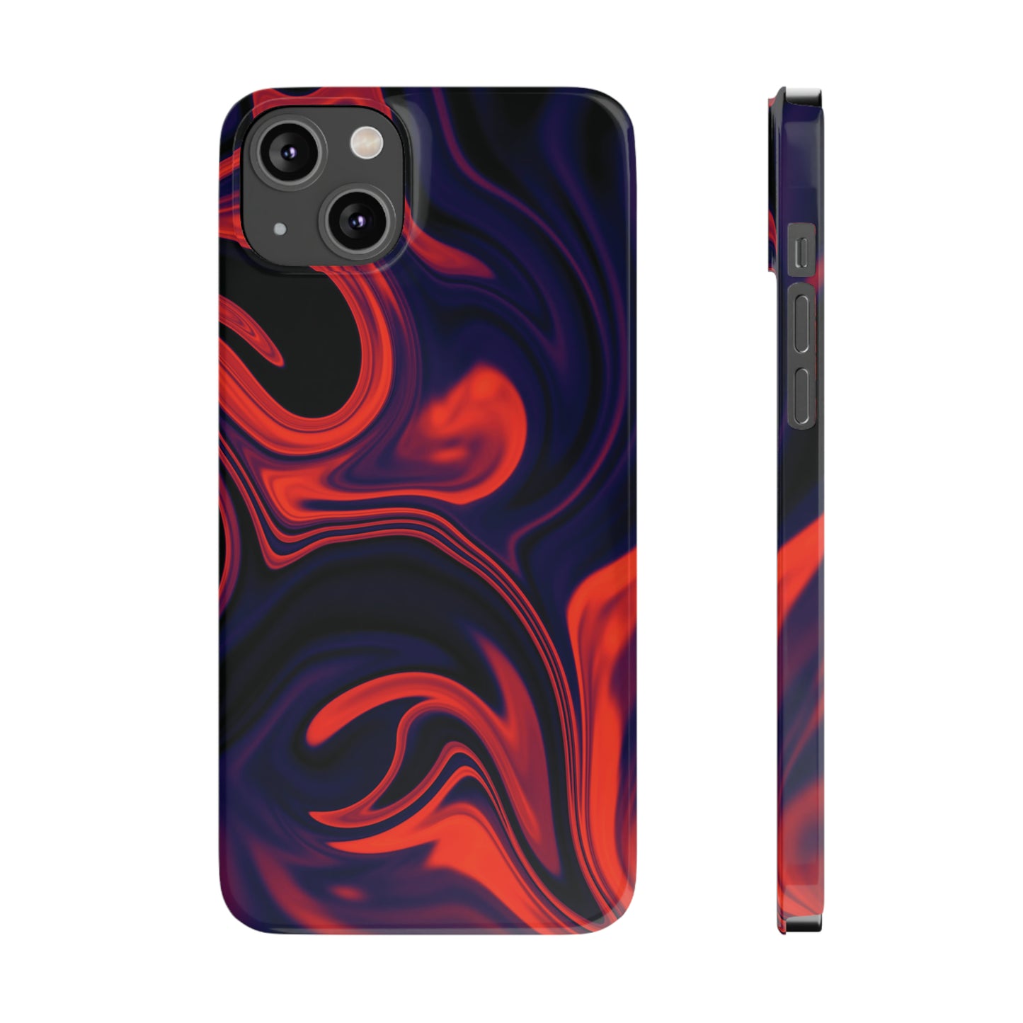 Orange & Navy blue  liquid marble pattern Snap Case