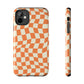 Retro Orange Peel Crazy Checkers Tough iPhone Case