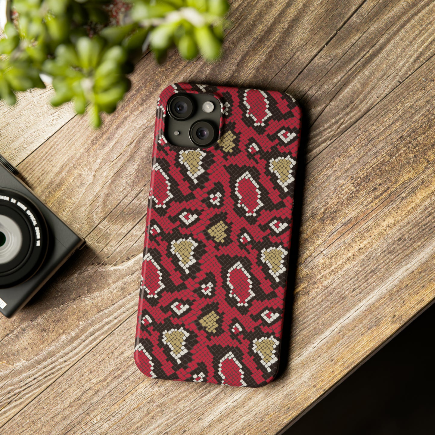 Red Snake Skin Snap Case