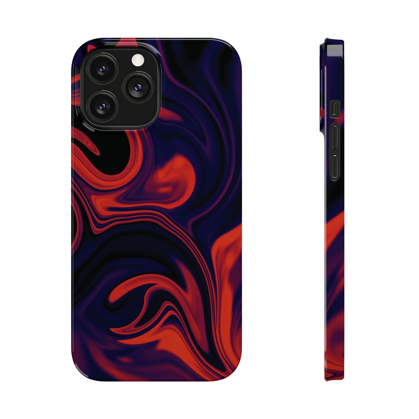 Orange & Navy blue  liquid marble pattern Snap Case