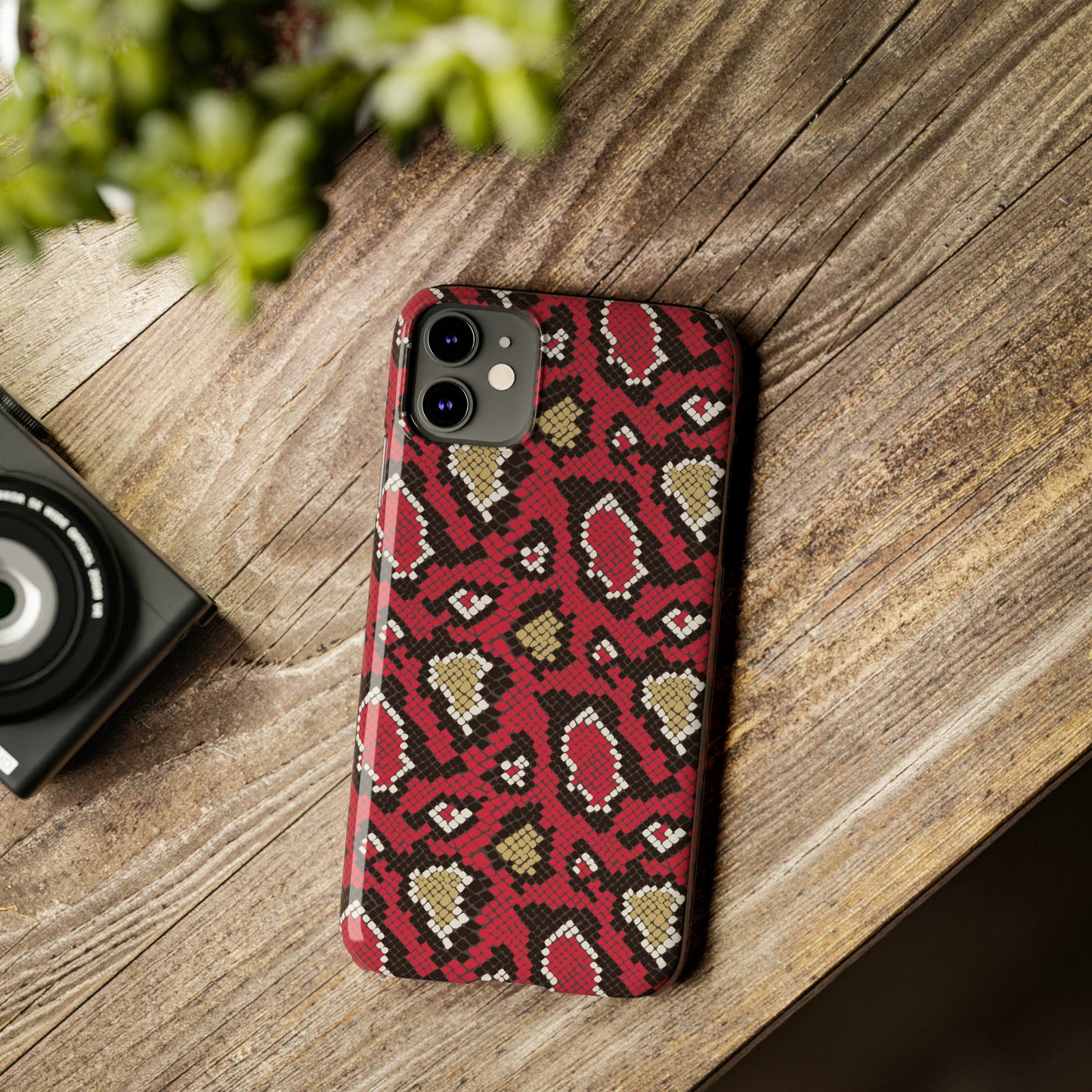 Red Snake Skin Snap Case