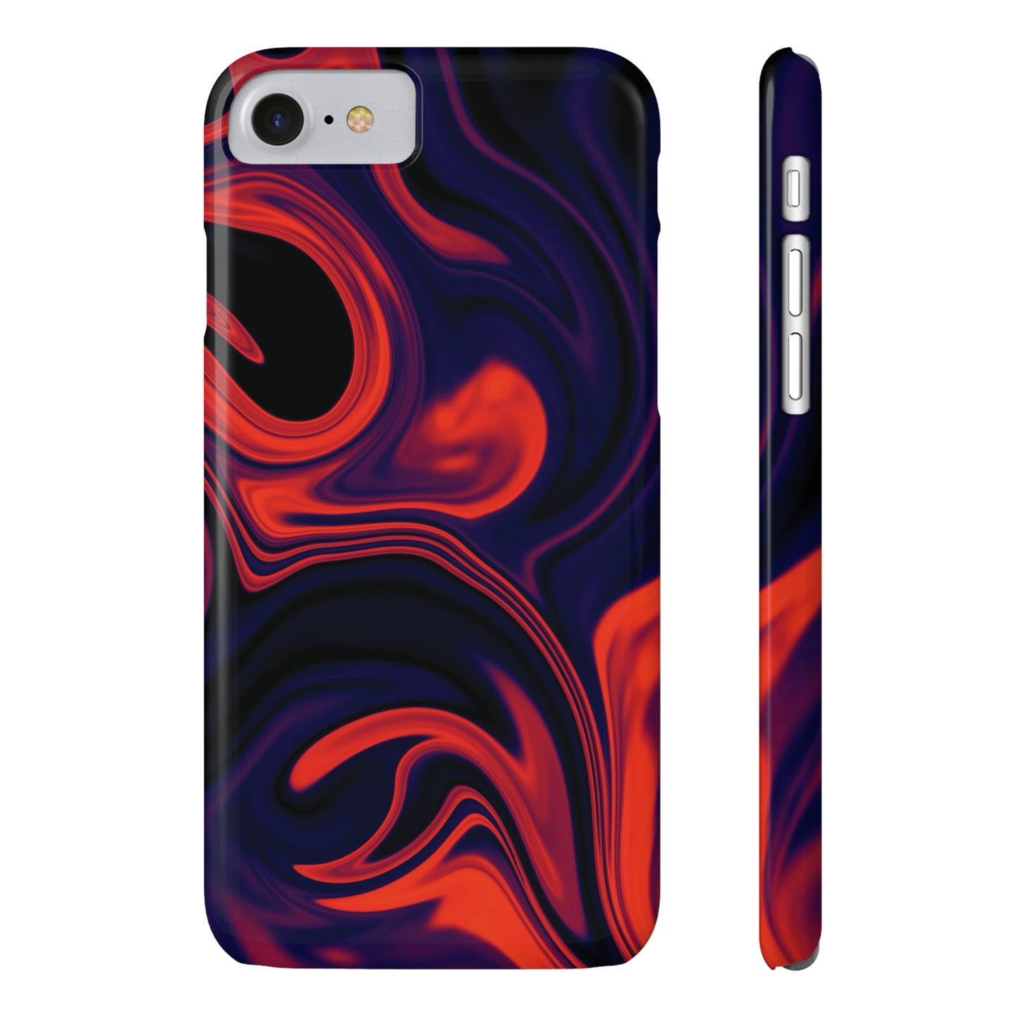 Orange & Navy blue  liquid marble pattern Snap Case