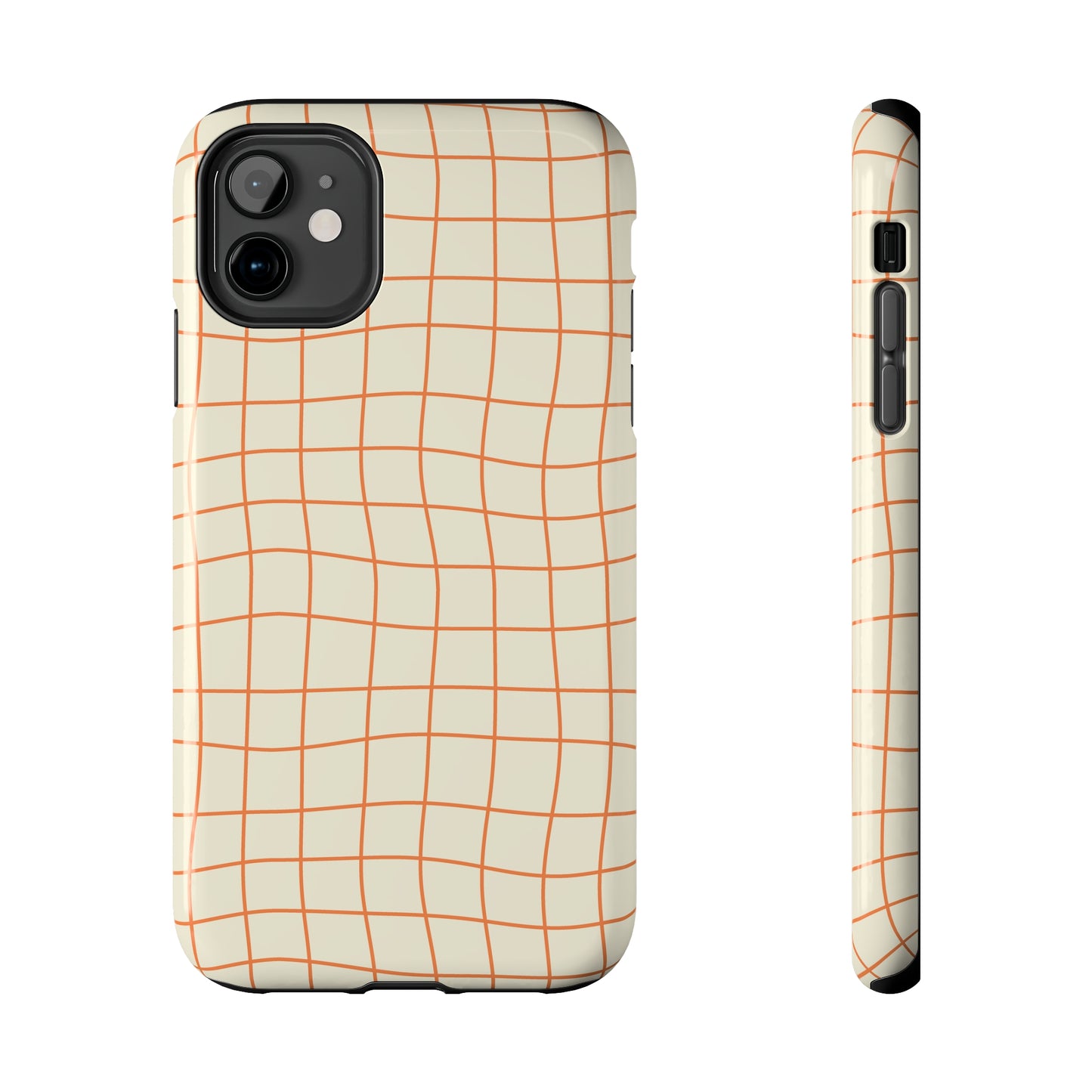 Soft Beige Dizzy Grid Tough iPhone Case