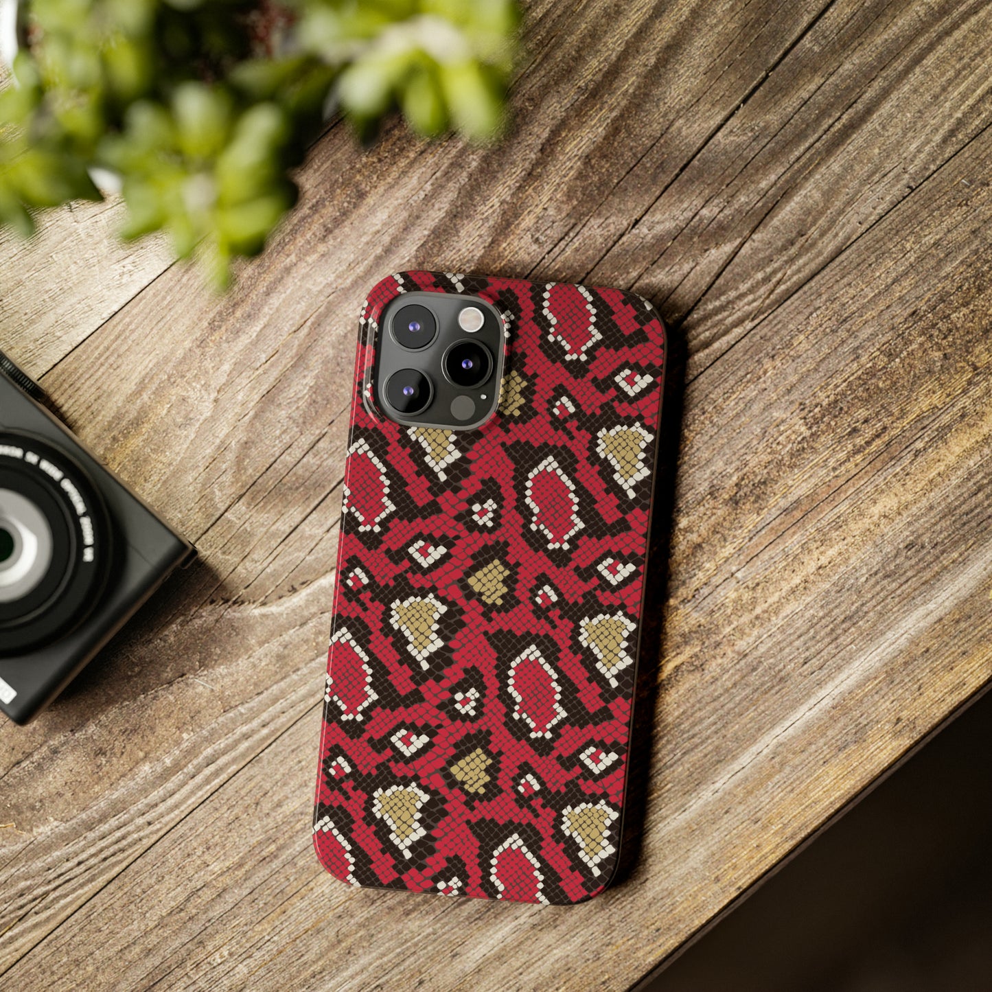 Red Snake Skin Snap Case