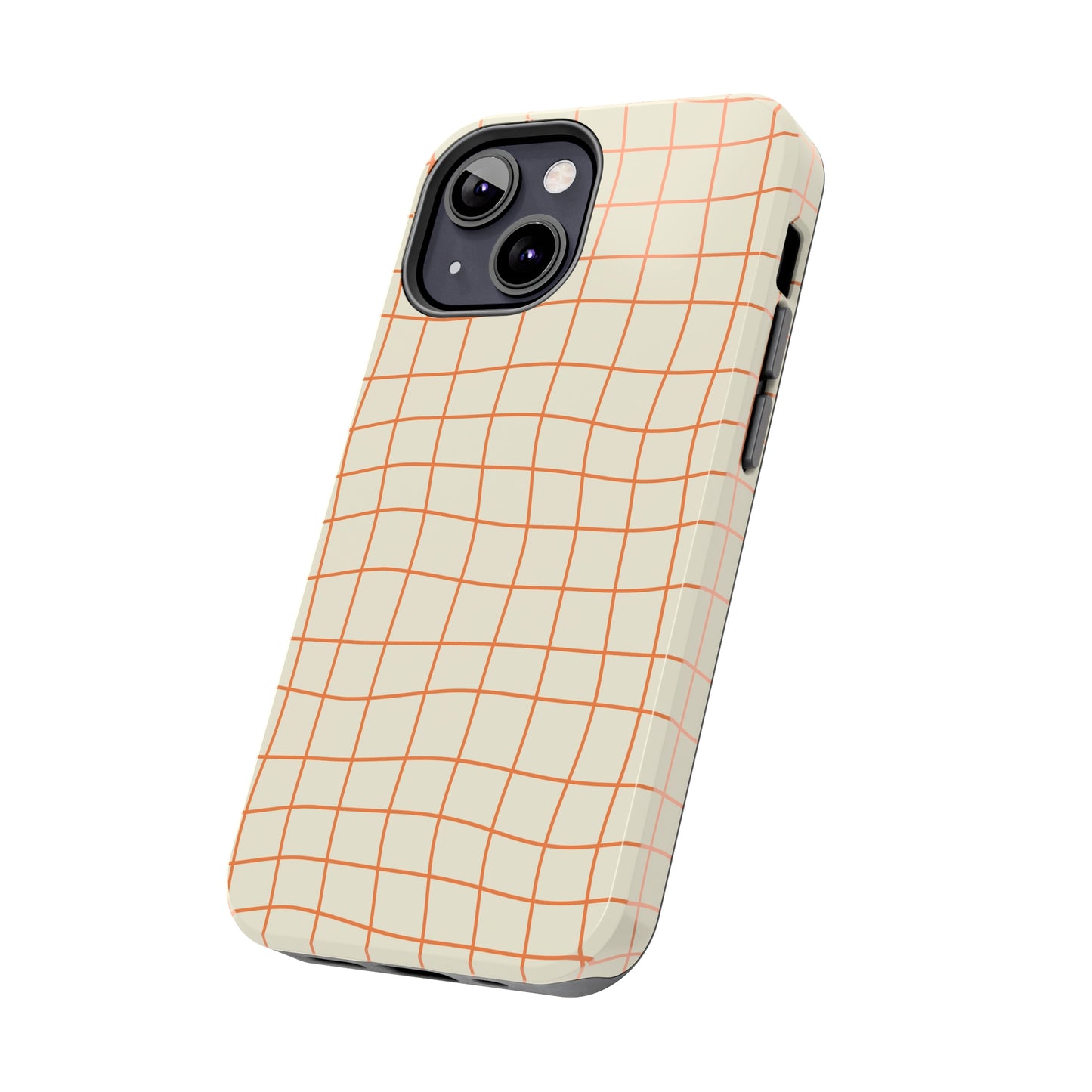 Soft Beige Dizzy Grid Tough iPhone Case