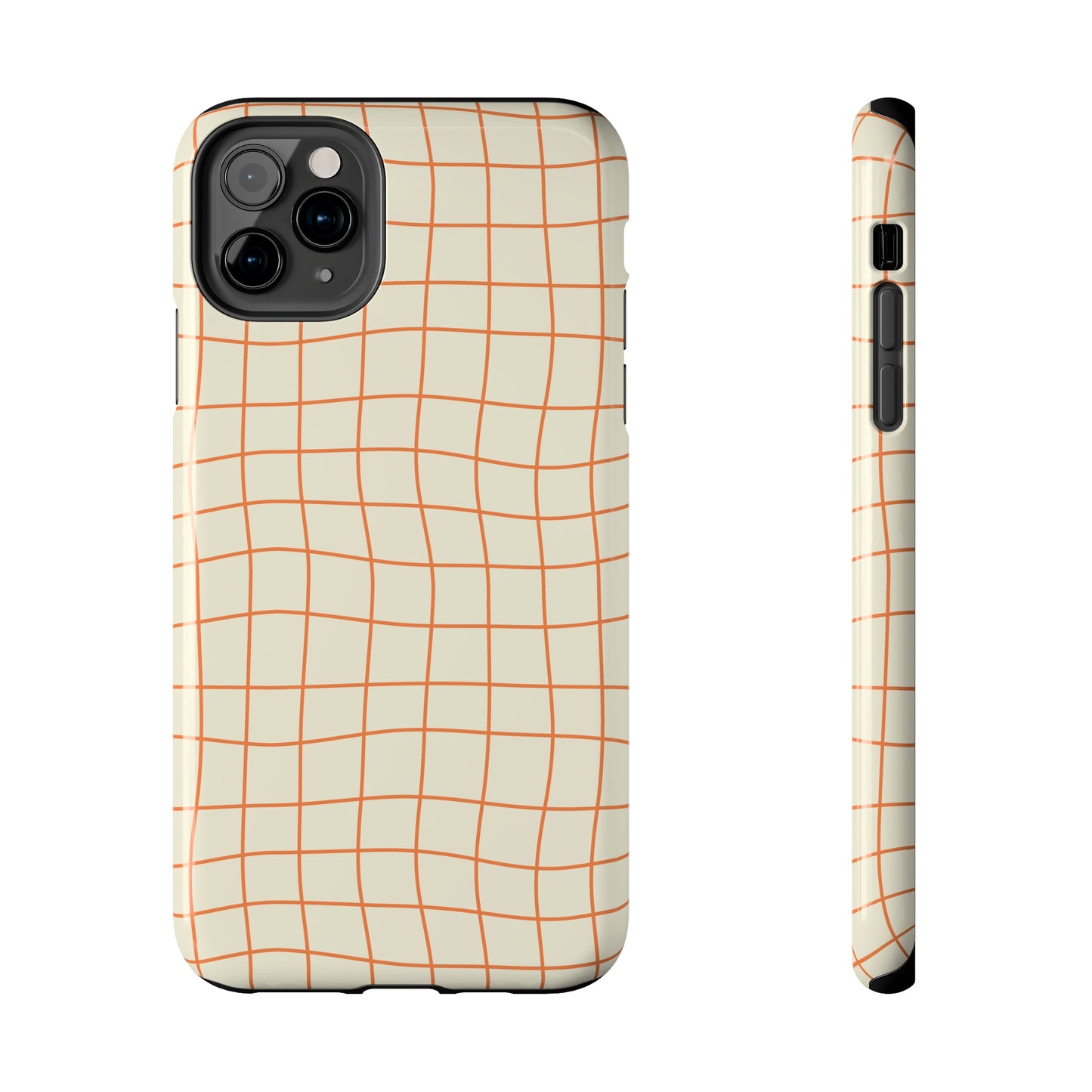 Soft Beige Dizzy Grid Tough iPhone Case