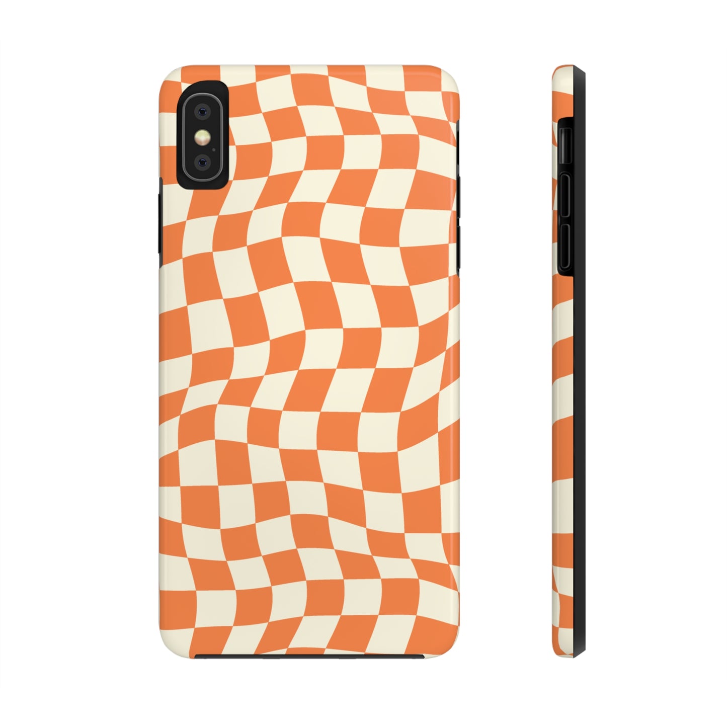 Retro Orange Peel Crazy Checkers Tough iPhone Case