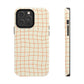 Soft Beige Dizzy Grid Tough iPhone Case