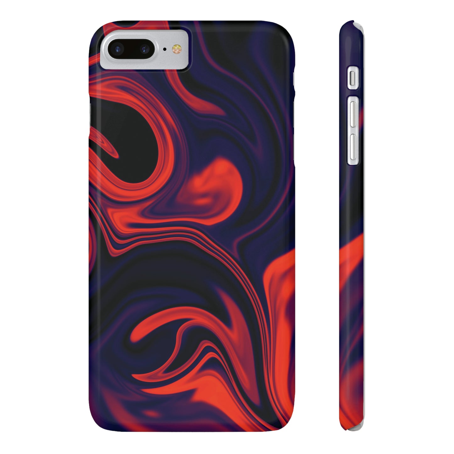 Orange & Navy blue  liquid marble pattern Snap Case