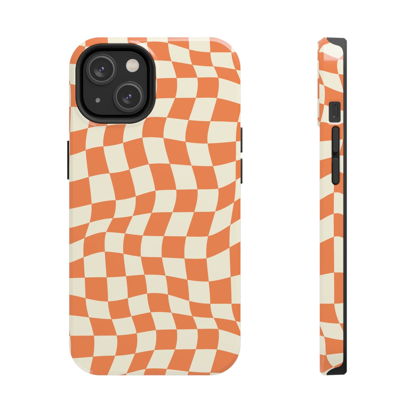 Retro Orange Peel Crazy Checkers Tough iPhone Case