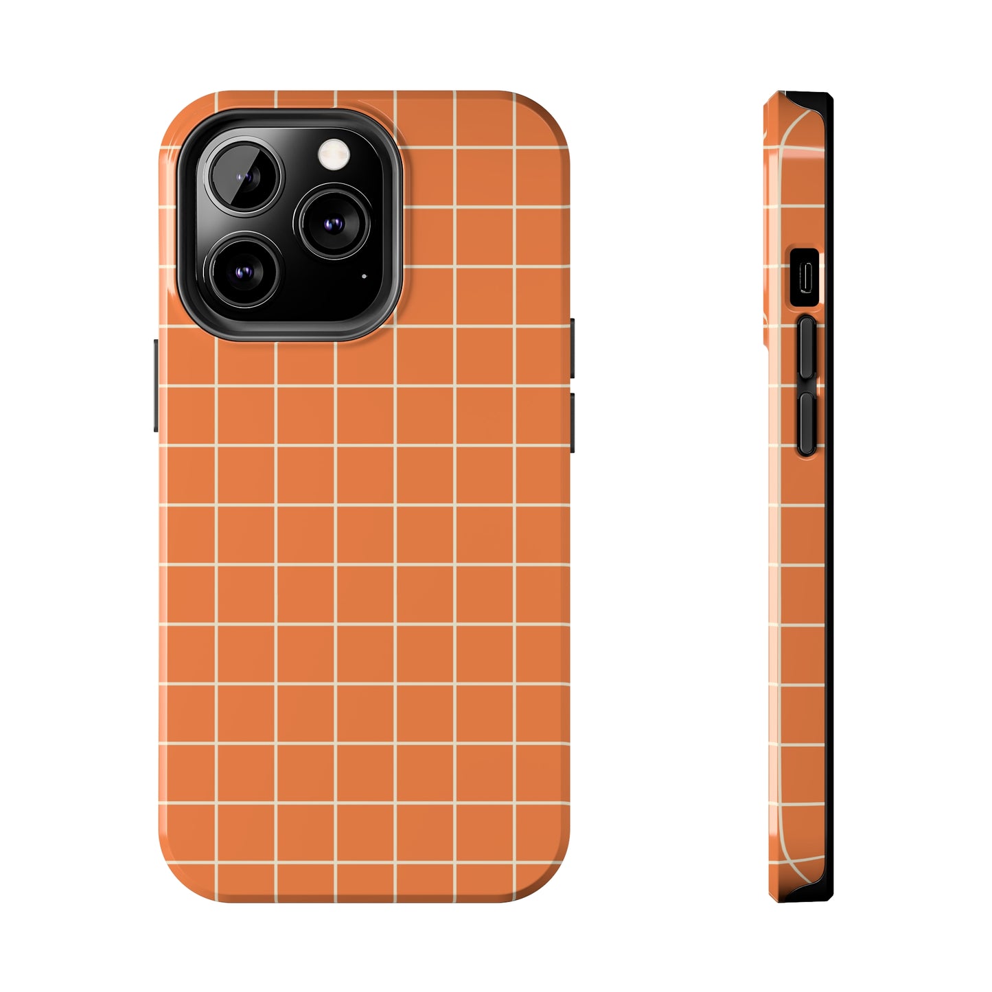 Tangerine Grid Tough iPhone Case