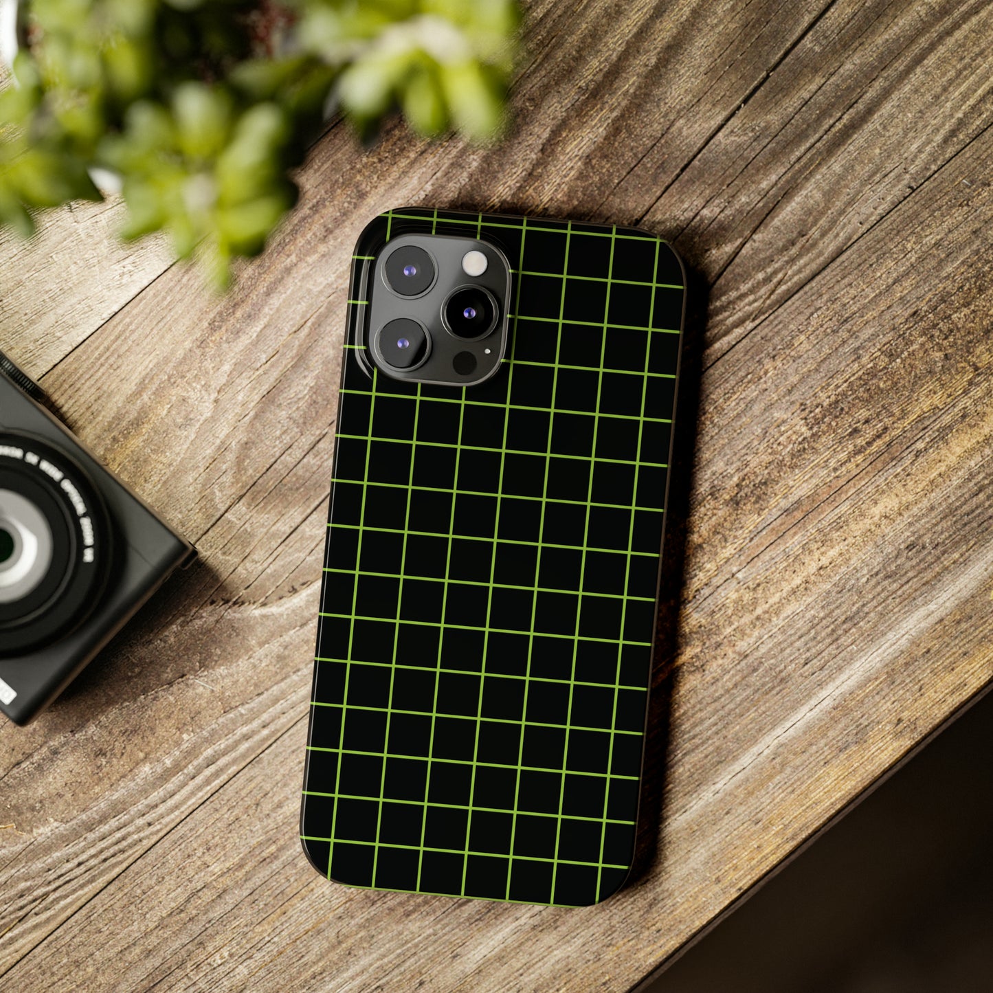 Green Grid Snap Case