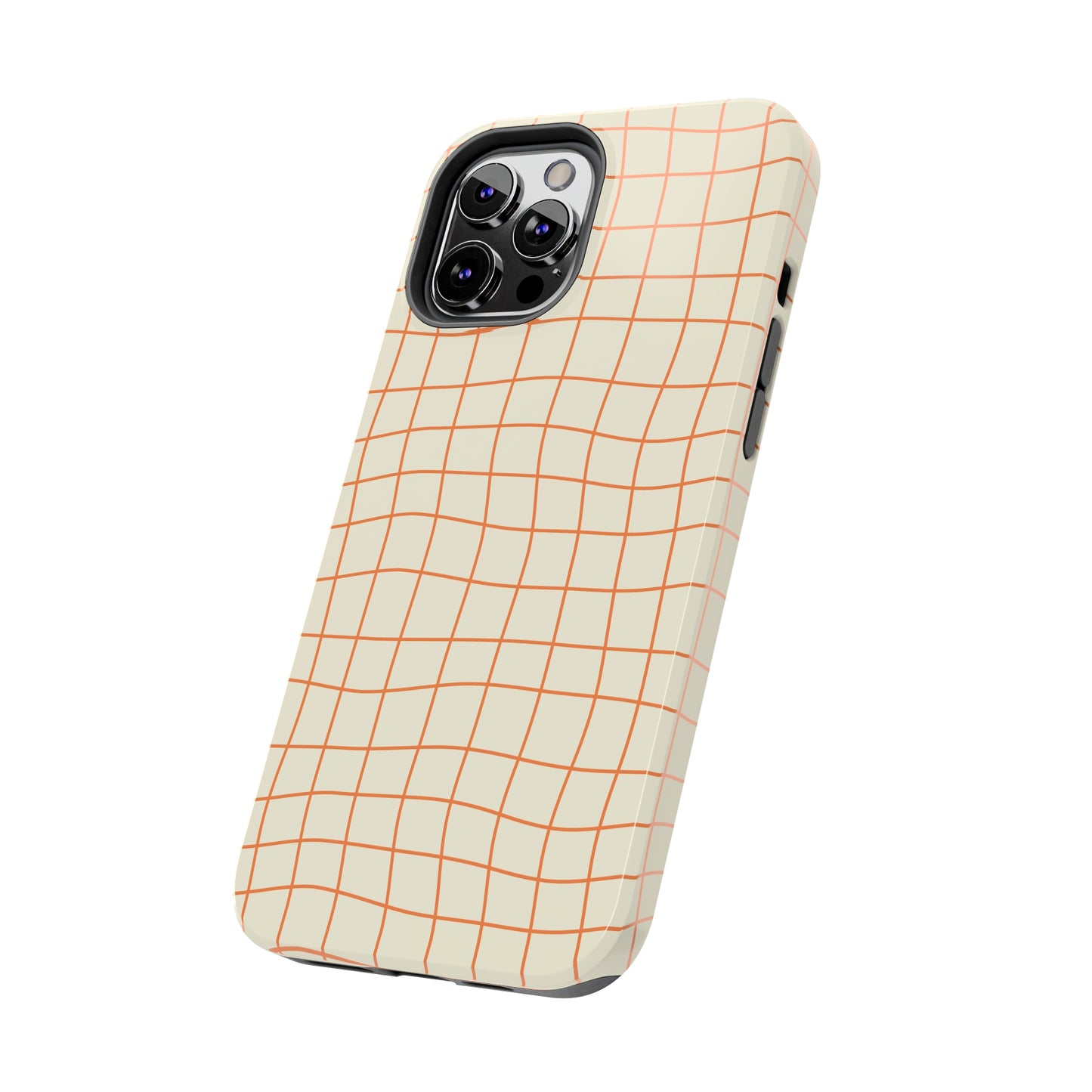 Soft Beige Dizzy Grid Tough iPhone Case