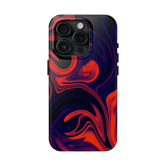 Orange & Navy blue  liquid marble pattern Tough Case