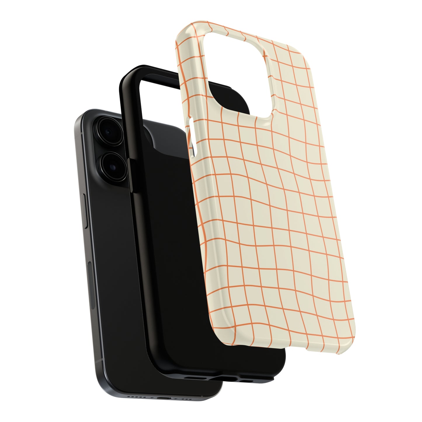 Soft Beige Dizzy Grid Tough iPhone Case