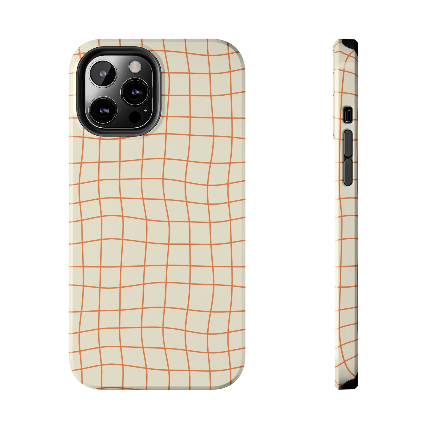 Soft Beige Dizzy Grid Tough iPhone Case