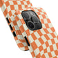 Retro Orange Peel Crazy Checkers Tough iPhone Case